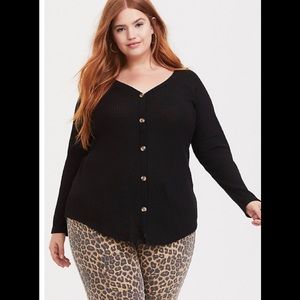 New torrid black waffle button up in size 00